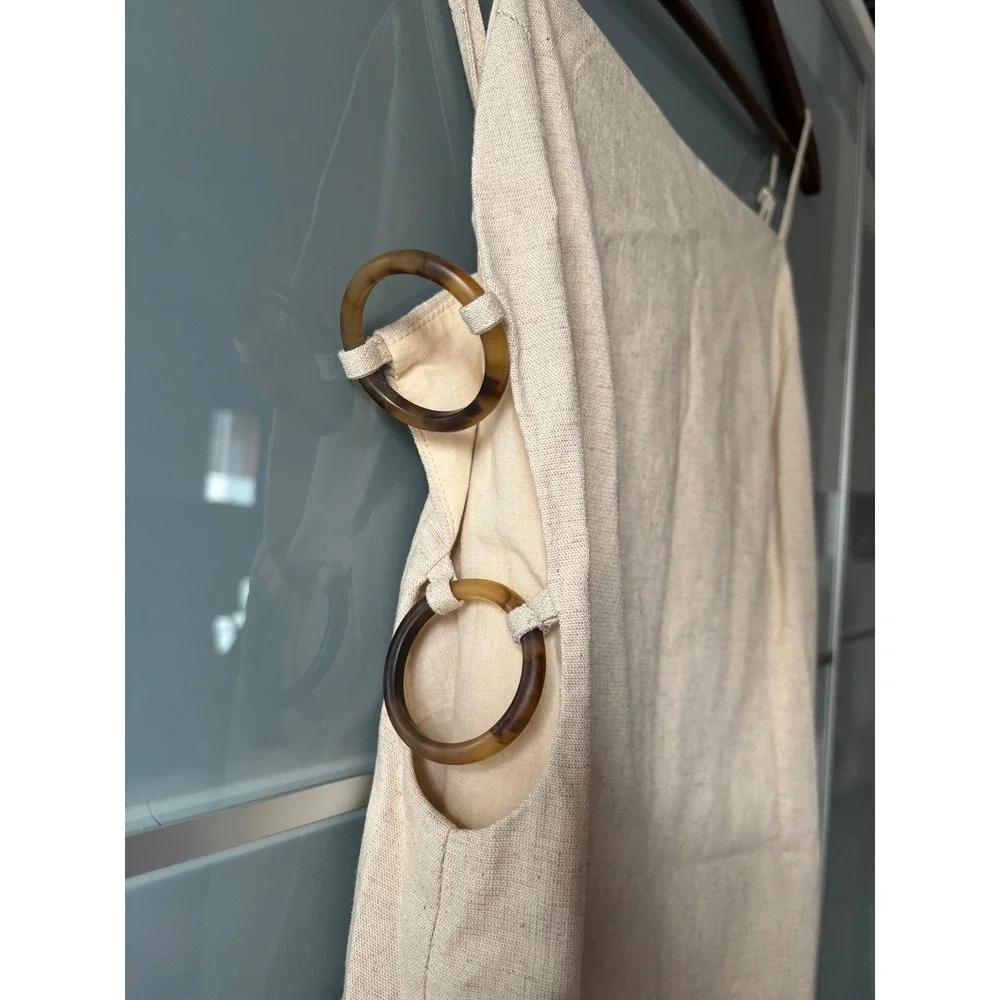 Anthropologie side cut out Cream Mini Dress with Spaghetti Straps
